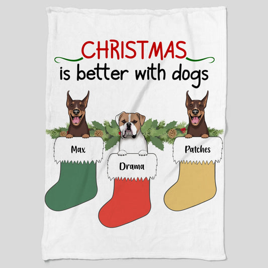 Personalized | Christmas Is Better With Dogs - Blanket