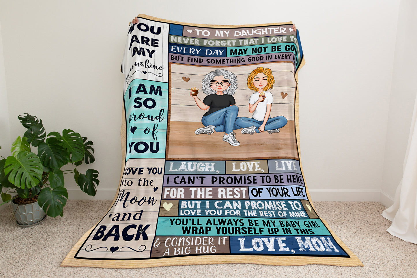 My Daughter | I Love You To The Moon And Back. Love, Mom - Blanket